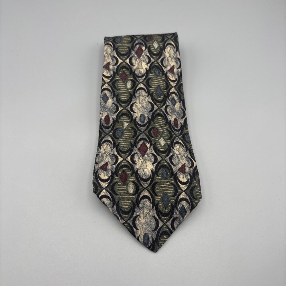 XMI Nordstrom Men Silk Necktie Green Geometric Men Necktie